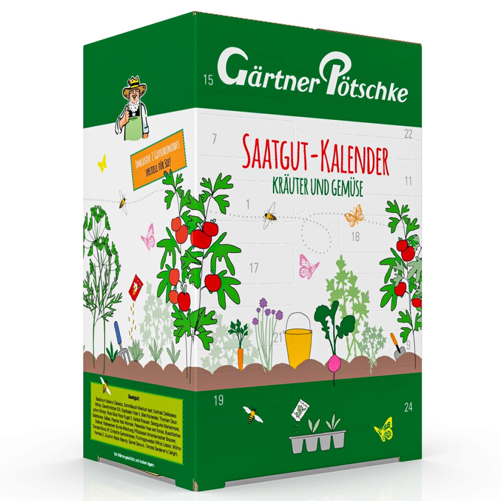 SaatgutAdventskalender Kräuter und Gemüse 2023 Gärtner Pötschke