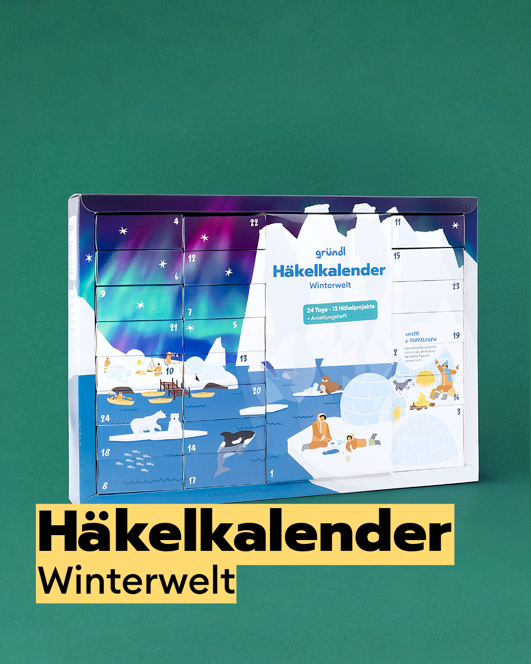 Gründl Häkel-Adventskalender Winterwelt 2026